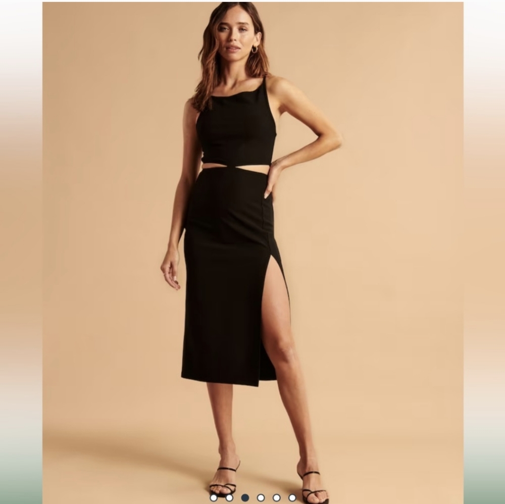 NWT Abercrombie & Fitch Black Boatneck Dress with Side Cutouts